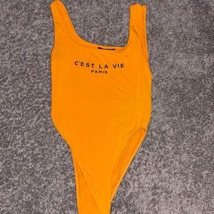 SHEIN orange body suit
